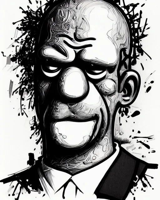 Prompt: portrait of homer simpson, concept art, sumi - e style, intricate linework, artstation, trending, highly detailed, smooth, focus, art by yoji shinkawa