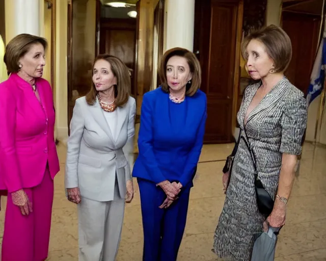 Image similar to nancy pelosi looks at natalya poklonskaya, nancy and natalya are in the bishkek center