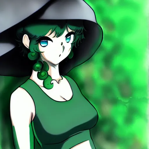 Prompt: tatsumaki and fubuki, green hair, green eyes, black clothing, trending on pixiv