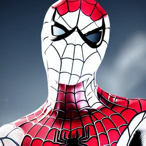 Image similar to spider - man in a white costum