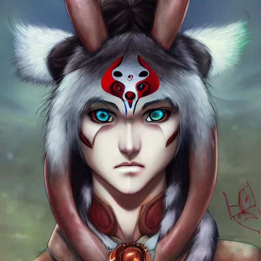 Image similar to princess mononoke by artgerm