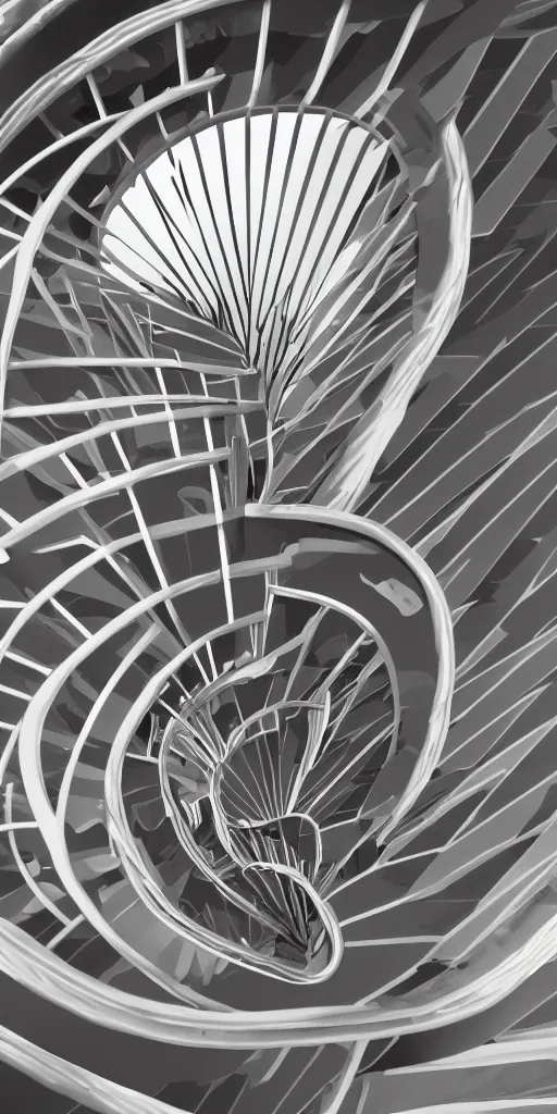 Prompt: infinite spiral stair case, digital art, 4 k