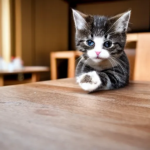 Image similar to cute cats around a table