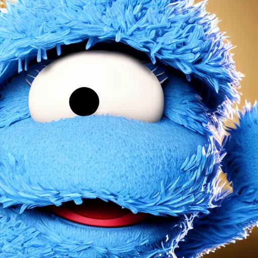 Prompt: photorealistic photo portrait Muppet Cookie Monster made of translucent water, 8k, hyperrealism, hyperrealistic, unreal engine render, highly detailed, ultra-realistic, octane render