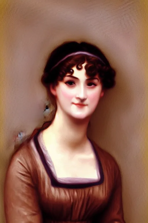 Prompt: jane austen brown hair, painting by rossetti bouguereau, detailed art, artstation
