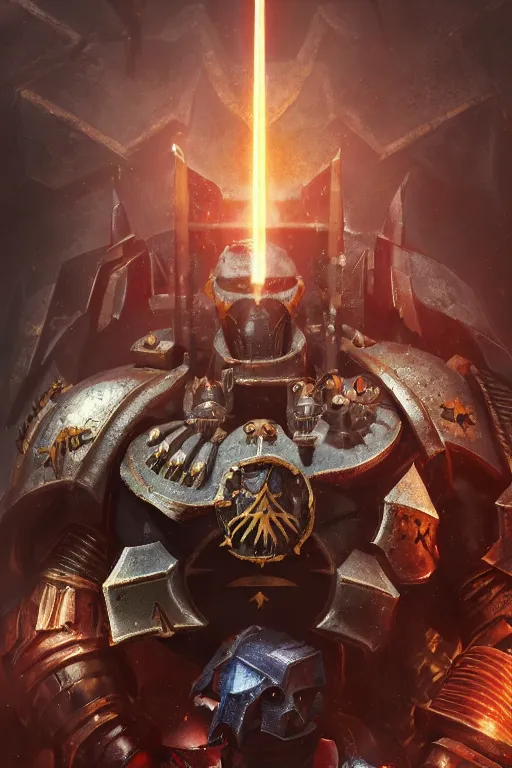 Image similar to armor portrait heros warhammer 4 0 k horus heresy fanart - the primarchs emperor by johannes helgeson animated with vfx concept artist & illustrator global illumination ray tracing hdr fanart arstation zbrush central hardmesh 8 k octane renderer comics stylized