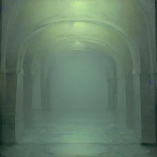 Image similar to A highly detailed hallway liminal space by Ivan Aivazovsky and Nicholas Roerich, impressionistic brushwork, silent hill aesthetic