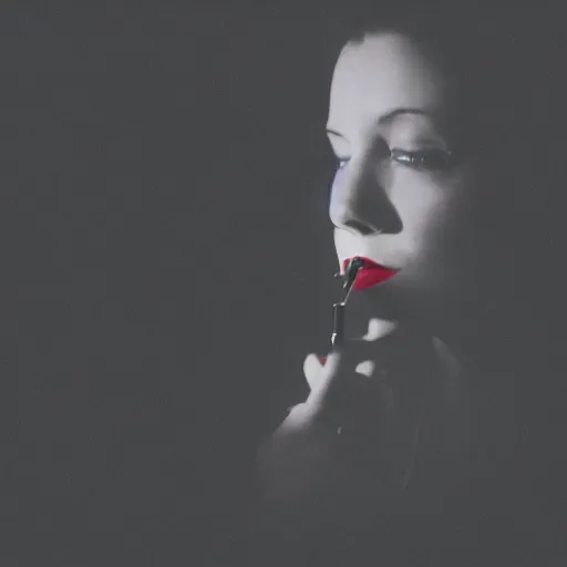 Prompt: a woman smoking a cigarette in a dark room, screenshot by martin scorsese, aestheticism, goth, dark and mysterious, filmic, shutterstock contest winner, tumblr contest winner, naturalism, behance hd, shutterstock contest winner