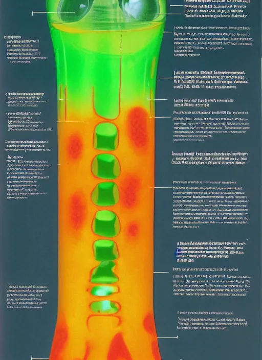 Image similar to page of a biology textbook showing the anatomy of a lava lamp.