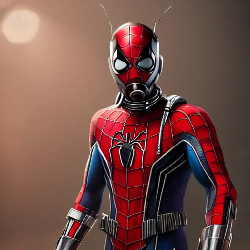 Prompt: characters portrait of Antman mixed with Spiderman, merged character, 4k, highly detailed, cinematic lighting