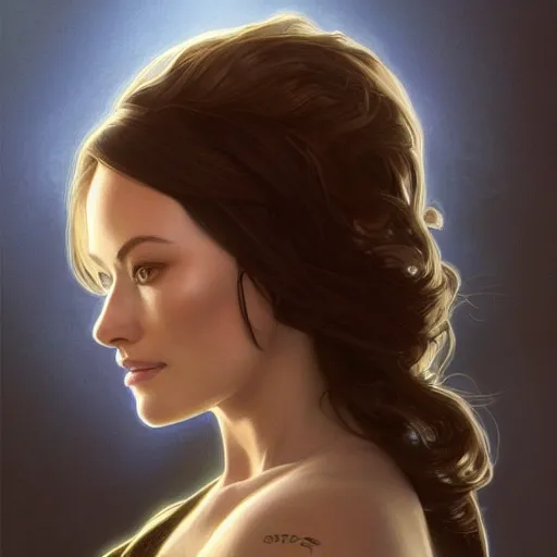 Prompt: portrait of Olivia Wilde, elegant, intricate, headshot, highly detailed, digital painting, artstation, concept art, sharp focus, illustration, art by artgerm and greg rutkowski and alphonse mucha