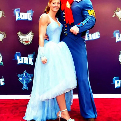 Prompt: john cena cosplaying as cinderella