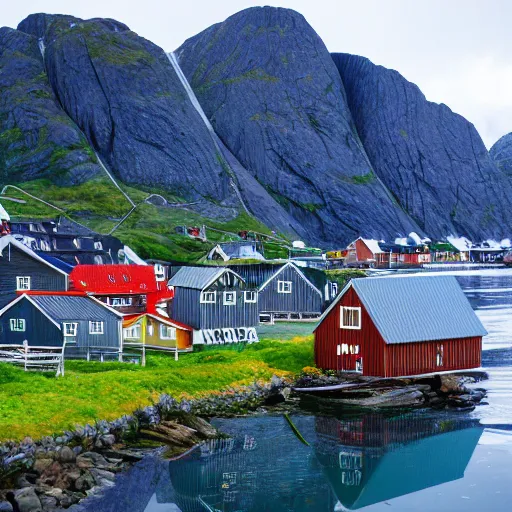 Image similar to Lofoten, Norway 1800s the start of Norwegian fishing village, Real Event, Historical Event, Realistic,