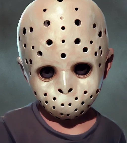 Prompt: beautiful little boy character inspired by jason voorhees and frankstein, art by rossdraws, wlop, ilya kuvshinov, artgem lau, sakimichan and makoto shinkai, concept art, anatomically correct, extremely coherent, realistic, smooth hd