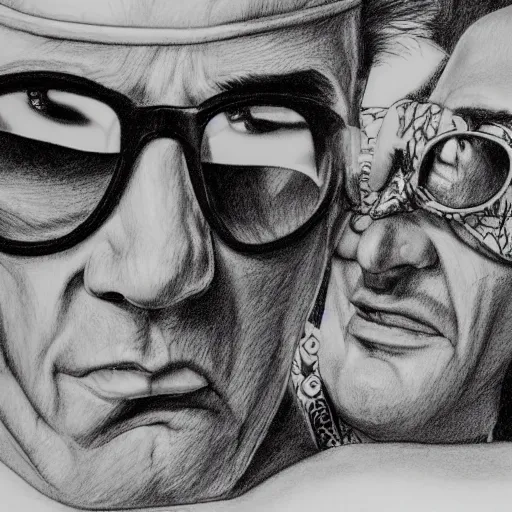 Prompt: highly detailed pencil on paper of fear and loathing in las vegas by hunter s thompson, 8 k resolution,