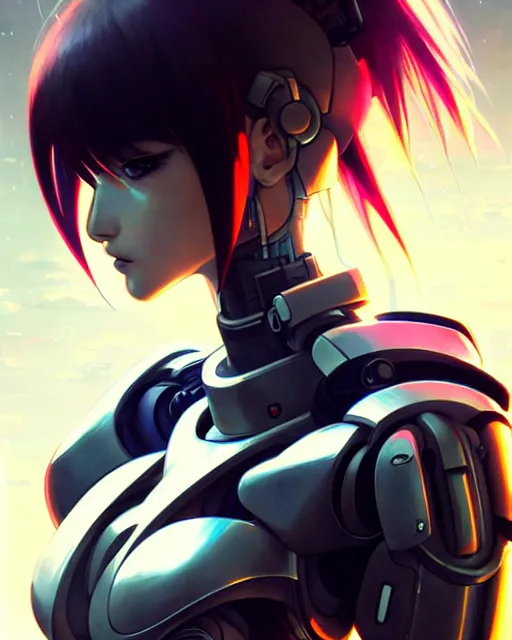 Image similar to portrait Anime Girl in mecha armor in night tokyo Sharp fine face pretty face, realistic shaded Perfect face, fine details. Anime. cyberpunk realistic shaded lighting by katsuhiro otomo ghost-in-the-shell, magali villeneuve, artgerm, rutkowski Jeremy Lipkin and Giuseppe Dangelico Pino and Michael Garmash and Rob Rey