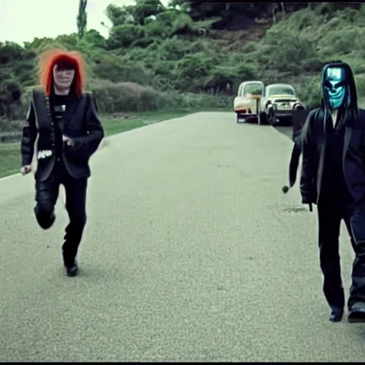 Prompt: rick astley with slipknot in never gonna give you up music video
