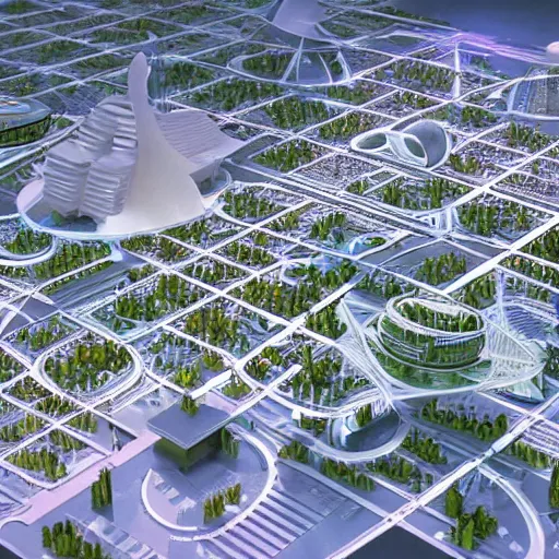 Image similar to A plan of a futuristic city