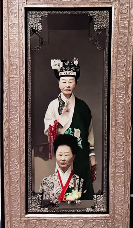 Prompt: Empress Dowager Cixi as an egirl, mirror selfie, iPhone photo