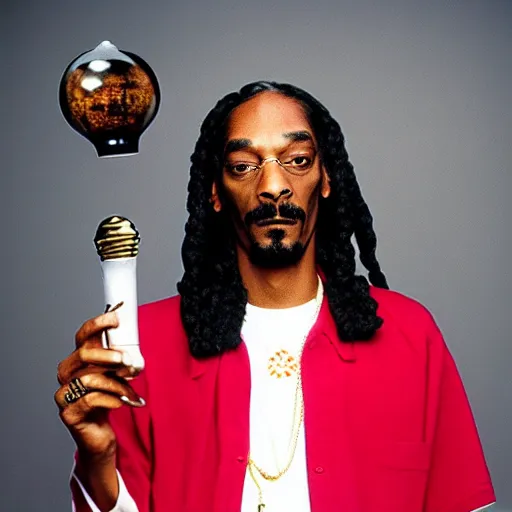 Image similar to Snoop Dogg holding a lightbulb for a 1990s sitcom tv show, Studio Photograph, portrait, C 12.0