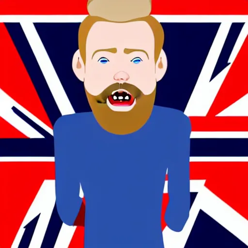 Image similar to A portrait of a british man, teacher, with short blond hair and a short blond beard, blue eyes, pale skin, English heritage, digital art, cartoon, mid-shot, 8k