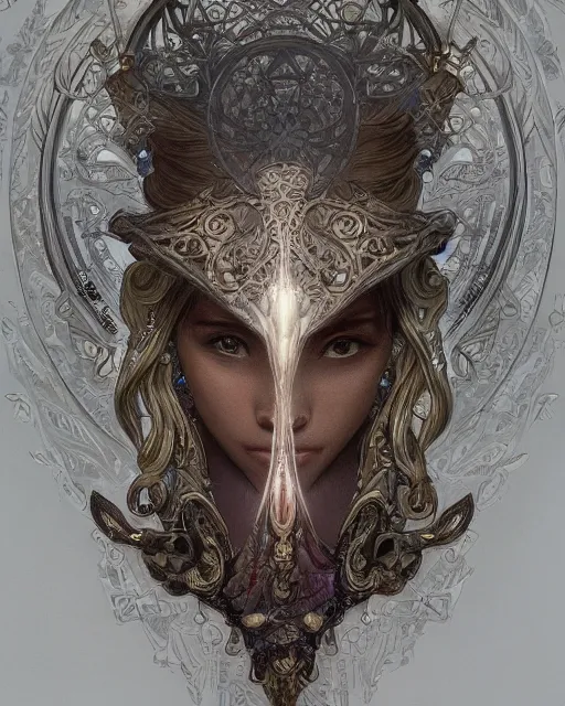 Prompt: close up shot of an amulet, d & d, fantasy, intricate, elegant, highly detailed, digital painting, artstation, concept art, smooth, sharp focus, illustration, art by artgerm and greg rutkowski and alphonse mucha