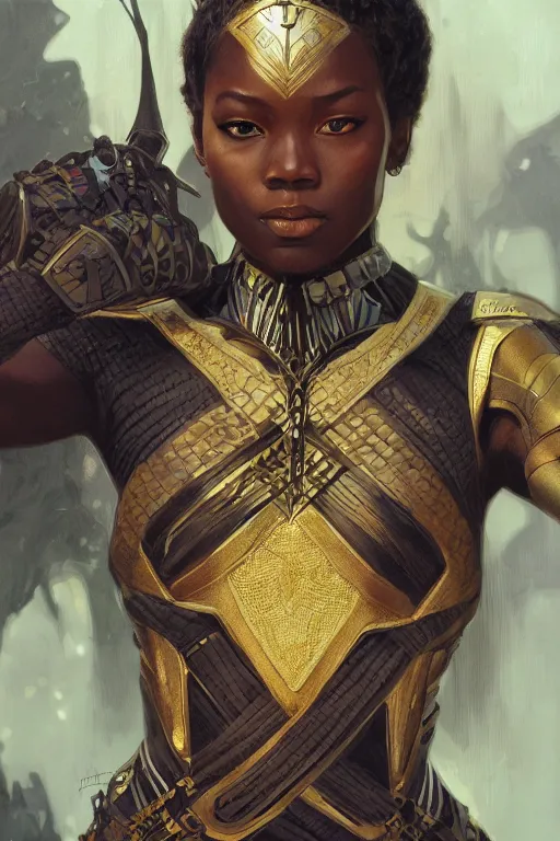 Prompt: ultra realistic illustration, wakandan warrior wearing victorian era armor, sci - fi, fantasy, intricate, elegant, highly detailed, digital painting, artstation, concept art, smooth, sharp focus, illustration, art by artgerm and greg rutkowski and alphonse mucha