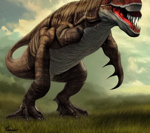 Image similar to tyrannosaurus rex 2 0 2 2 paleoart, full body, tyrannosaurus by serpenillus