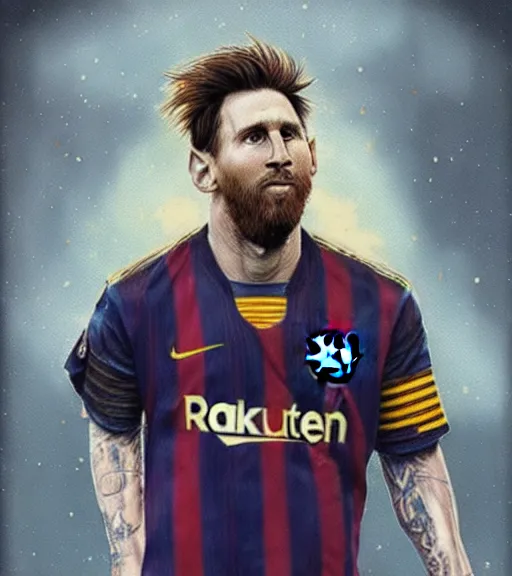 Image similar to messi the goat highly detailed, digital painting, artstation, concept art, smooth, sharp focus, illustration, art by artgerm and greg rutkowski and alphonse mucha