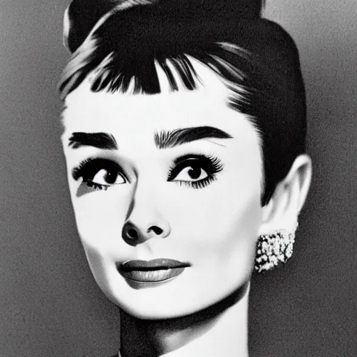 Prompt: audrey hepburn, head and shoulders portrait, extremely detailed masterpiece, one single continues line.