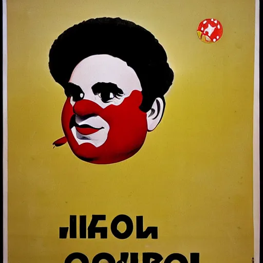 Prompt: communist clown portrait, soviet propaganda poster