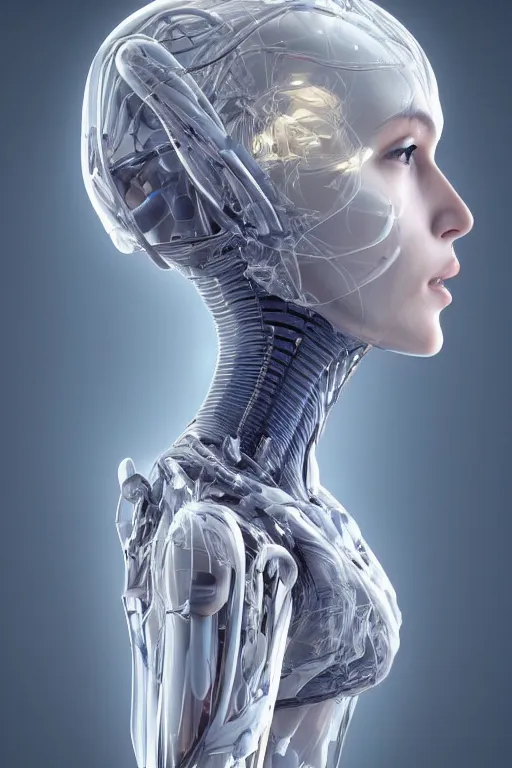 Image similar to biomedical design of an attractive serene android, natural background out of focus, cinematic lighting, intricate, elegant, super highly detailed, art station, concept art, smooth, sharp focus, no blur, no dof, extreme illustration, Photorealism, HD quality, 8k resolution, cinema 4d, 3D, beautiful, delicate, art by artgerm and greg rutkowski and alphonse mucha and loish and WLOP