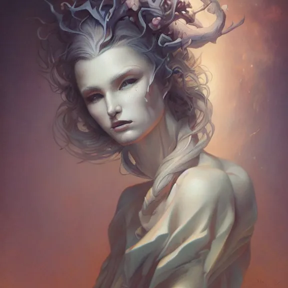 Image similar to a highly detailed beautiful portrait in the style of peter mohrbacher and in the style of jean delville.