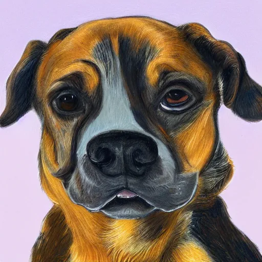 Image similar to a detailed portrait of a kind dog