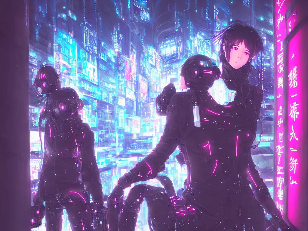 Prompt: portrait anime visual futuristic female cyber airforce, on cyberpunk neon light tokyo rainy rooftop, ssci - fi and fantasy, intricate and very beautiful, human structure, concept art, sharp focus, anime illustration by luxearte, frostine engine