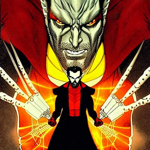 Prompt: studio portrait of marvel mr sinister by yuko shimizu, pan's labyrinth movie still frame of mr sinister, mcu nathaniel essex mr sinister by rembrandt