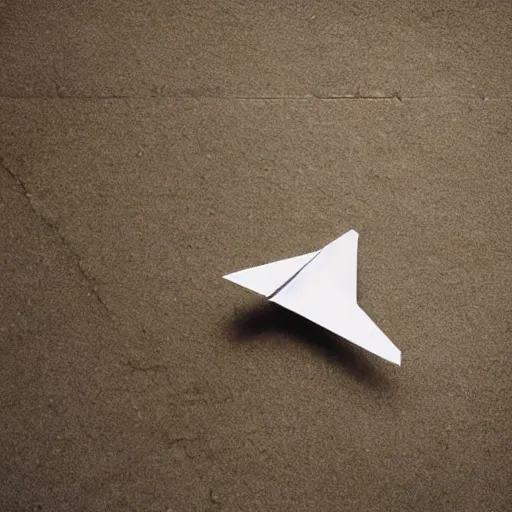 Prompt: a paper airplane that should theoretically beat all the records, photography, ambient light
