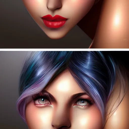 Image similar to beauty woman, makeup, trending on artstation, 8 mm, by Artgerm