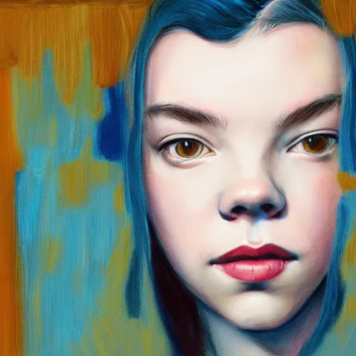 Prompt: anya taylor - joy portrait in detail by james jean,