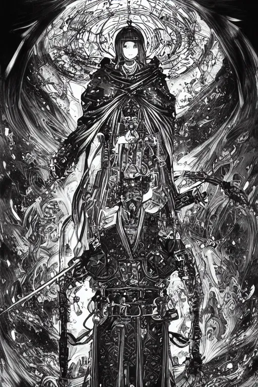 Image similar to orthodox icon, cyborg, ultra detailed, miura kentaro style, tsutomu nihei style,