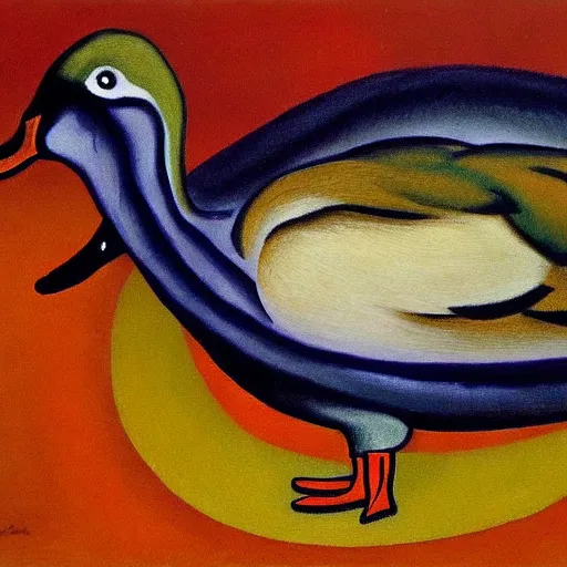 Prompt: a duck on the prowl oil painting francis picabia