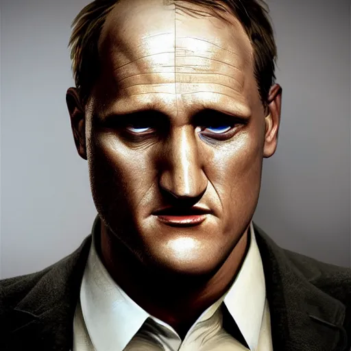 Image similar to hyperrealistic mixed media image of cross eyed slack jawed woody harrelson, stunning 3 d render inspired art by istvan sandorfi and greg rutkowski, perfect facial symmetry, realistic, highly detailed attributes and atmosphere, dim volumetric cinematic lighting, 8 k octane extremely hyper - detailed render, post - processing, masterpiece,