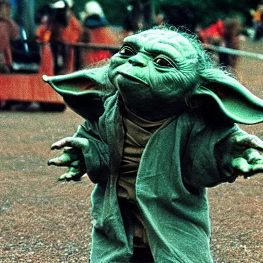 Image similar to yoda performing at woodstock