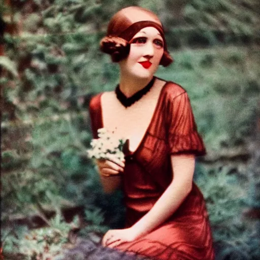 Image similar to a vintage 1 9 2 0 s kodachrome slide of a romantic academia aesthetic of a woman.