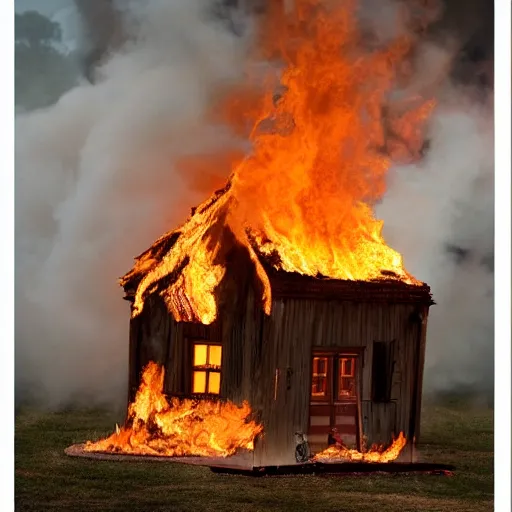 Prompt: A house made of fire