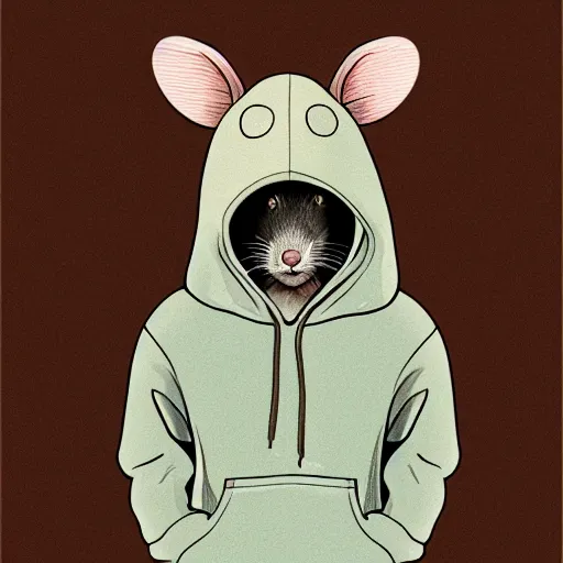 Image similar to a full body shot of a cute rat wearing a hoodie looking into the camera, highly realistic, furry art, furaffinity, deviantart, symmetrical, highly detailed, award winning, trending