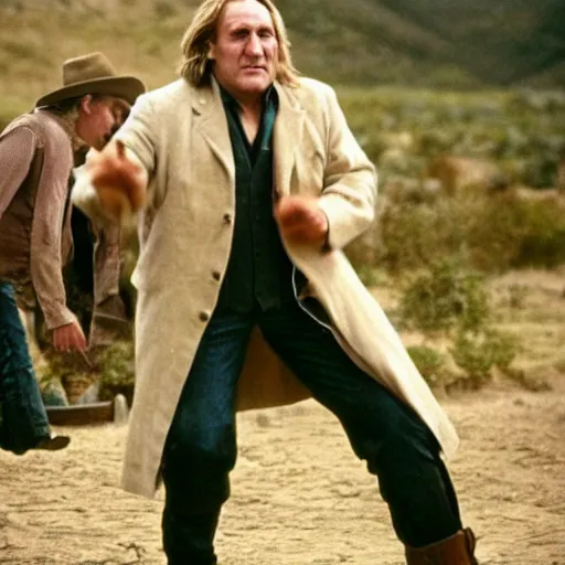 Prompt: gerard depardieu as a cowboy