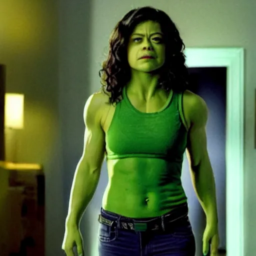 Image similar to a still of tatiana maslany as she hulk