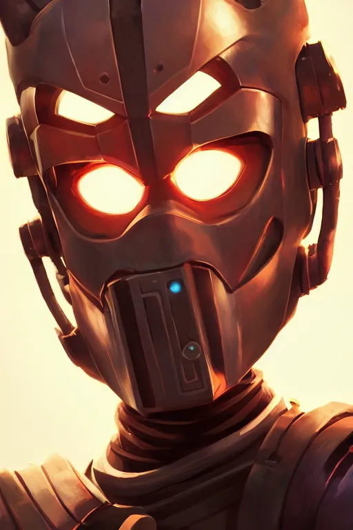 Image similar to epic mask helmet robot ninja portrait stylized as fornite style game design fanart by concept artist gervasio canda, behance hd by jesper ejsing, by rhads, makoto shinkai and lois van baarle, ilya kuvshinov, rossdraws global illumination radiating a glowing aura global illumination ray tracing hdr render in unreal engine 5