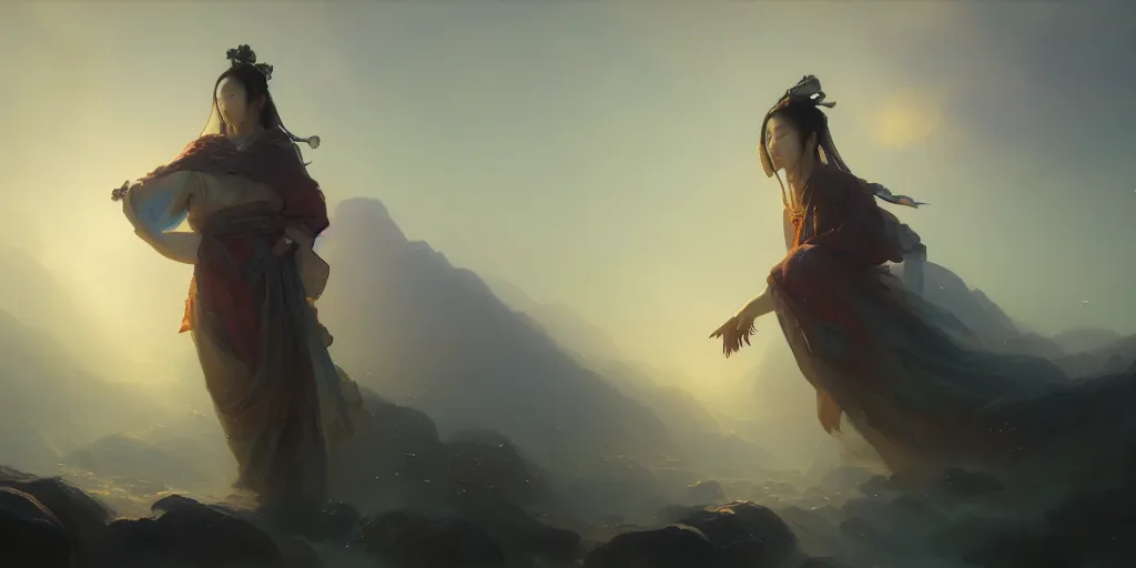 Prompt: the most holy picture that can be observed through human eye, extremely detailed digital painting, in the style of fenghua zhong and ruan jia and jeremy lipking and peter mohrbacher, mystical colors, rim light, beautiful lighting, 8 k, stunning scene, raytracing, octane, trending on artstation